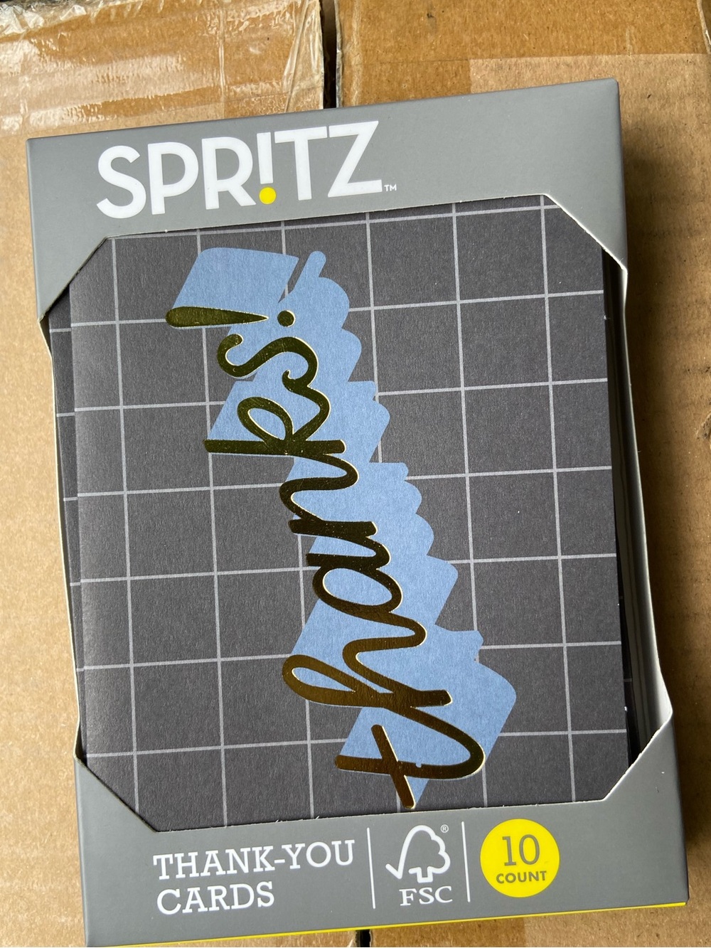 Spritz Thank-You Cards in Gray, Blue, Gold
